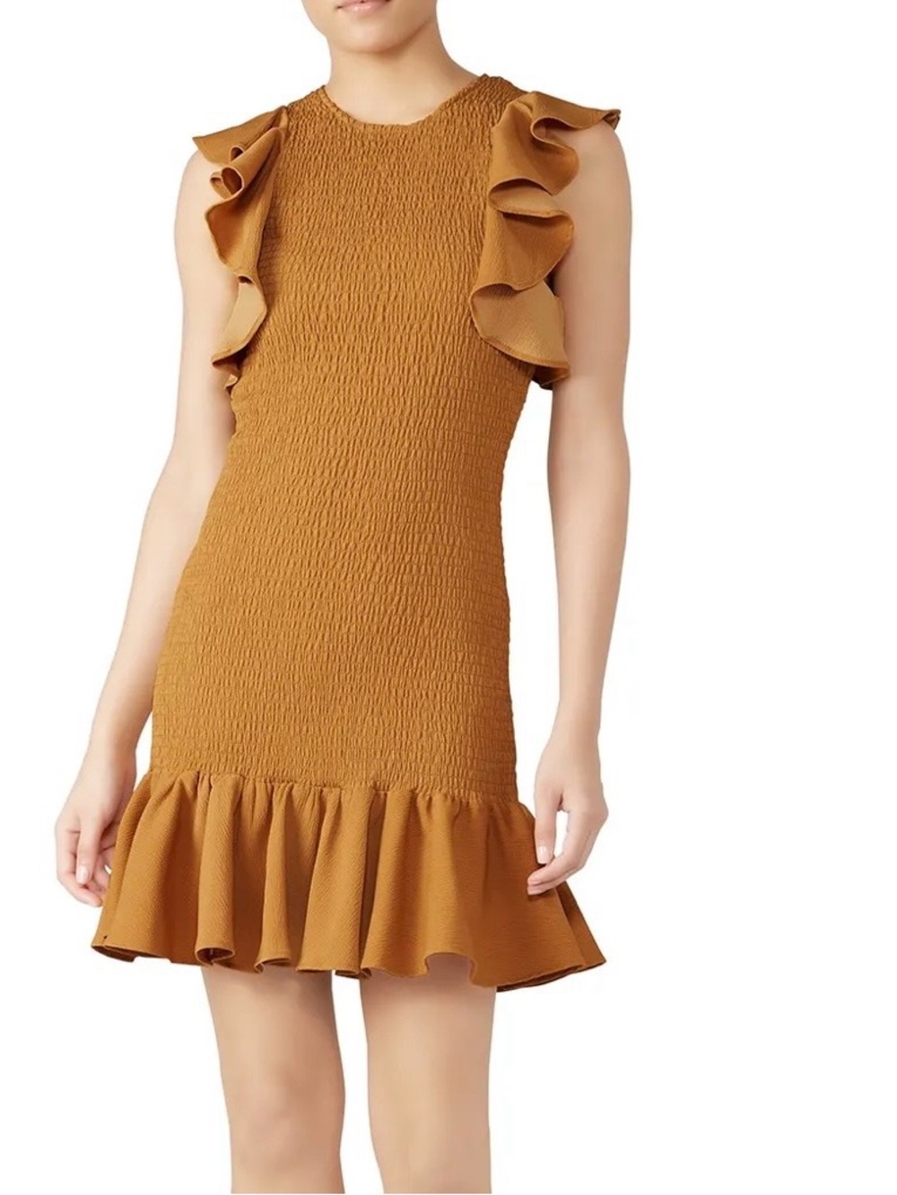 C/MEO Collective Mustard Ruffle Mini Dress